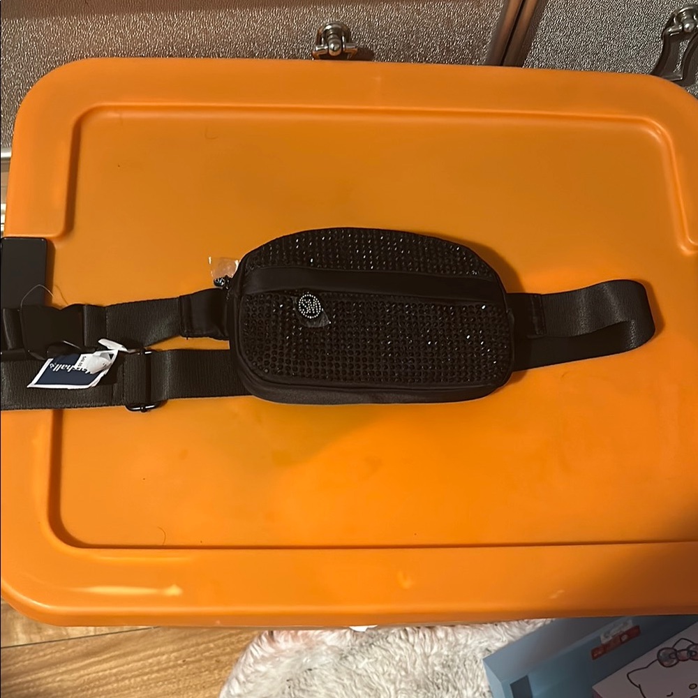 Black Sequin Belt Bag